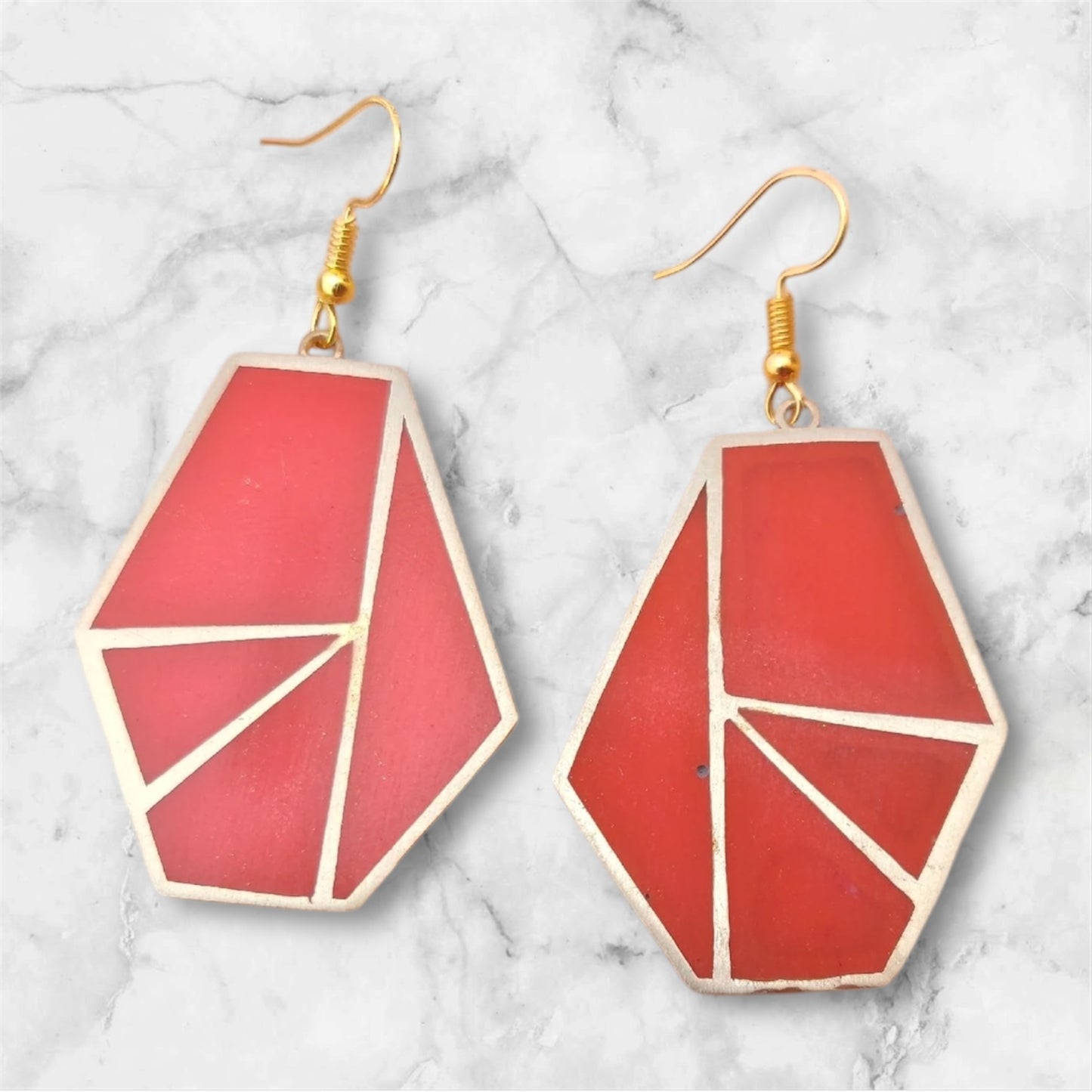Ohrringe - Resin - Geometric, Orange