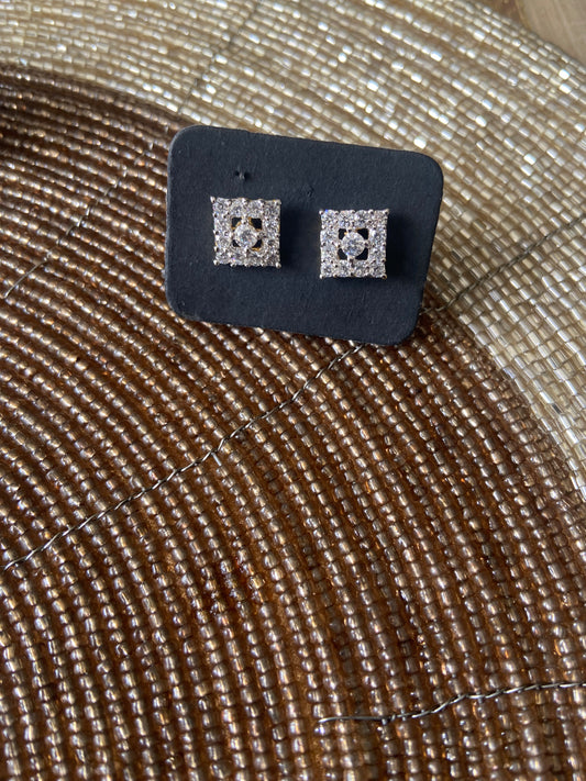 Square stud earring with faux stones