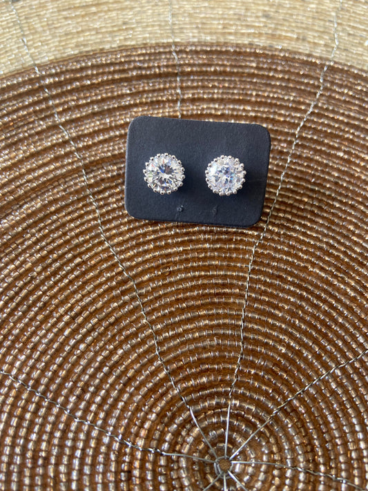Ohrstecker - Rund, mit Einzelnem Kunststein