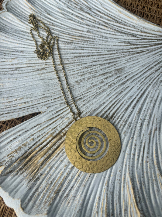Necklace - Golden Spiral Discs