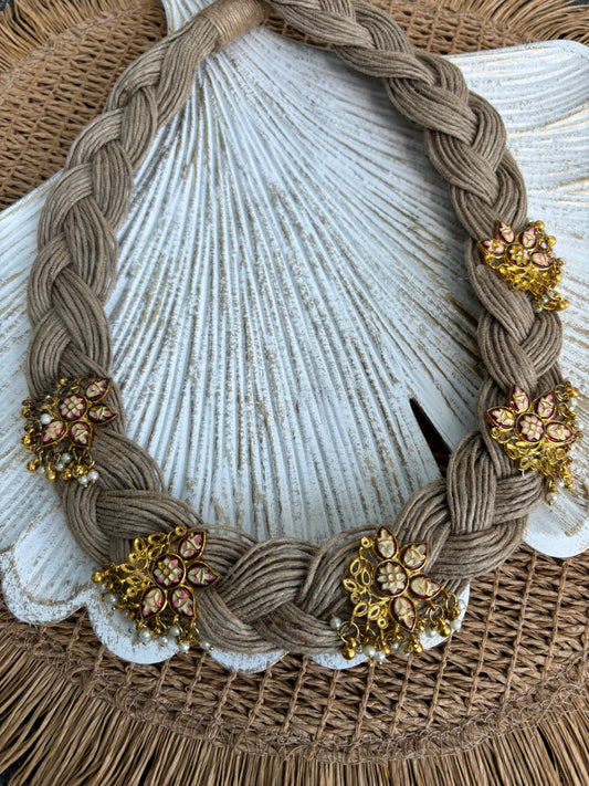 Jute Necklace - Traditional Beads