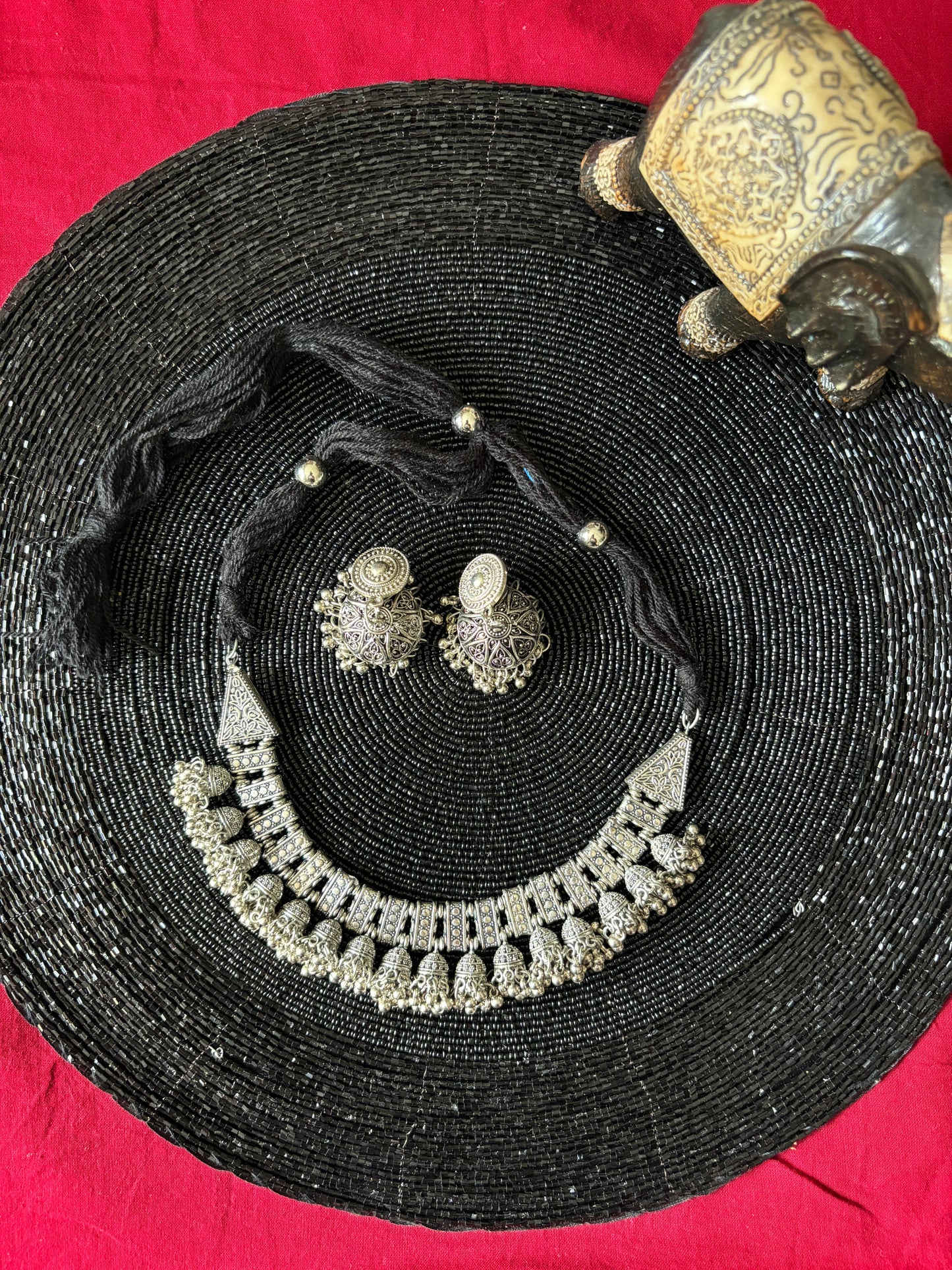 Series of bells - choker style necklace with earrings