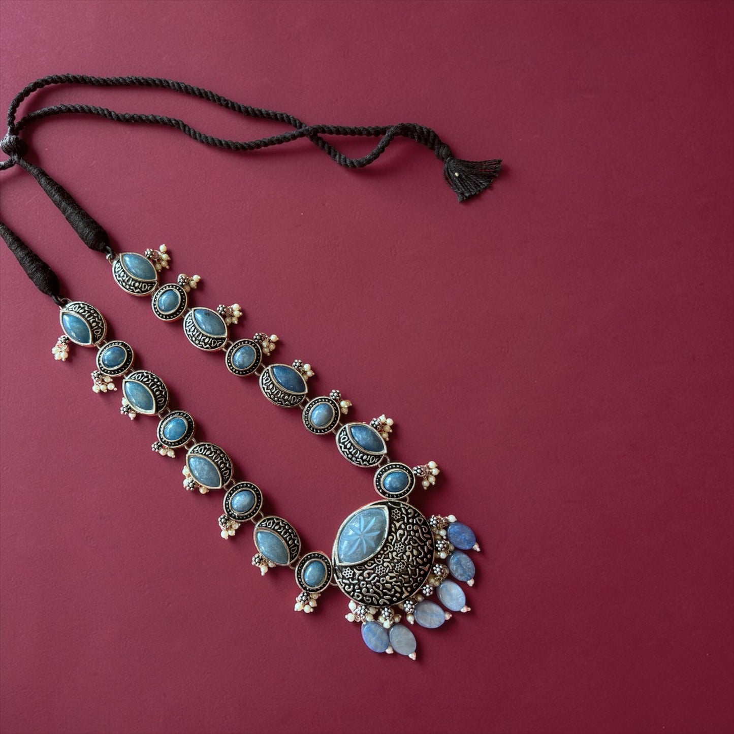 Necklace - Turquoise Oxidised Bloom