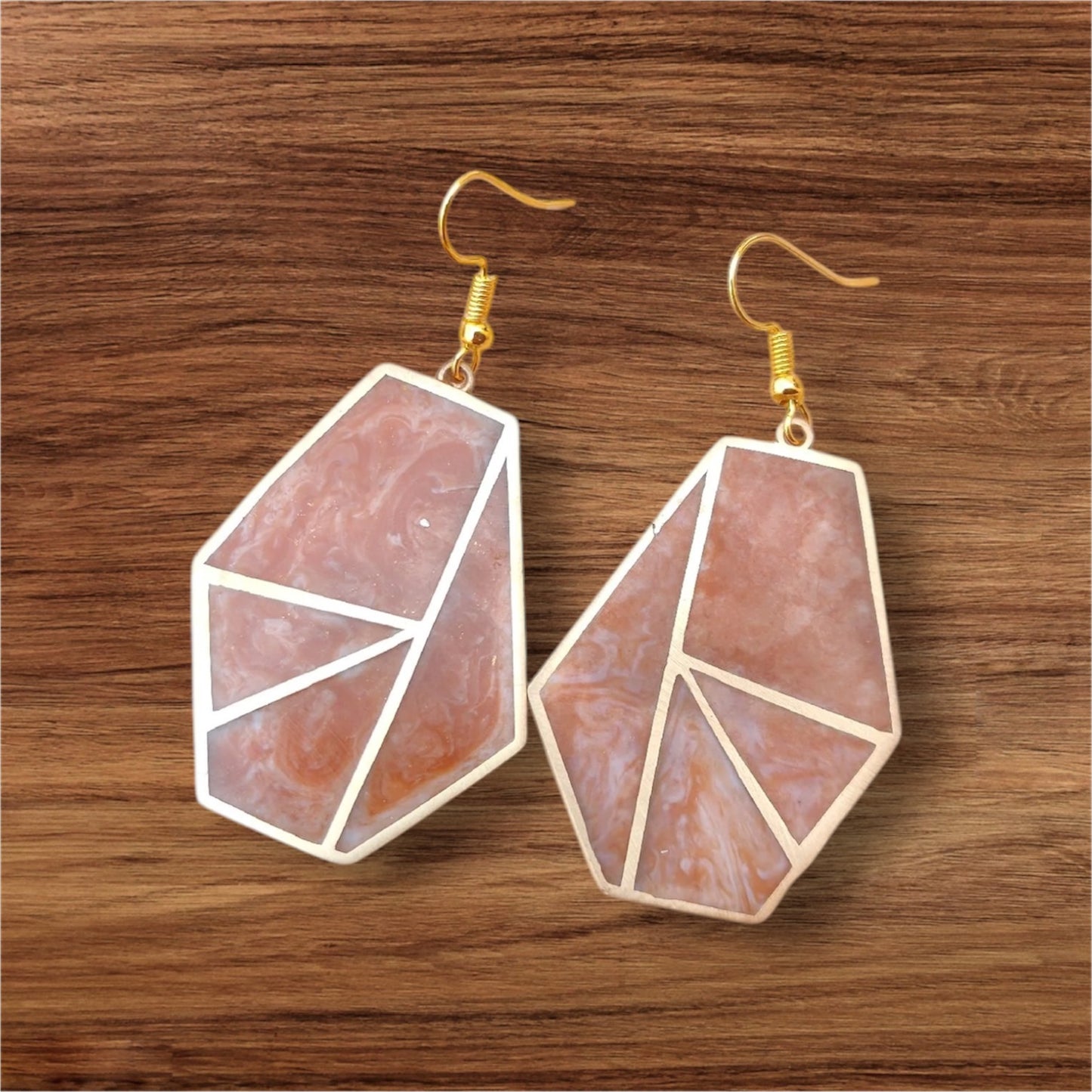 Ohrringe - Resin - Geometric, Brown