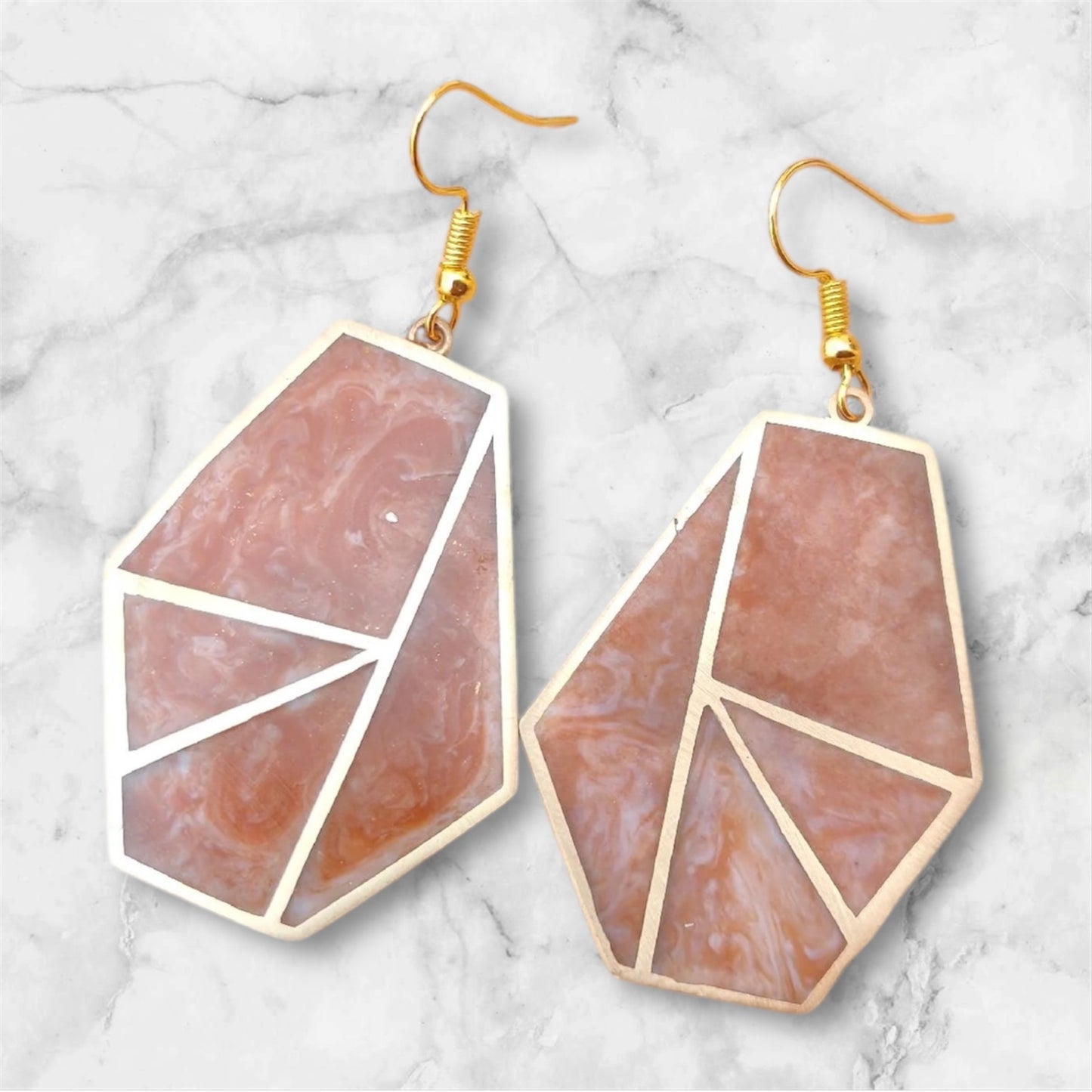 Ohrringe - Resin - Geometric, Brown