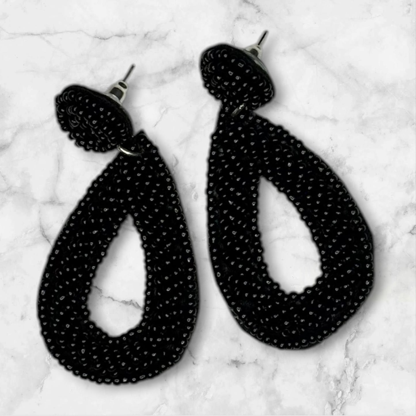 Earrings - Black Tear Drop