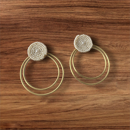 Earrings - Pearl Orbit Hoops
