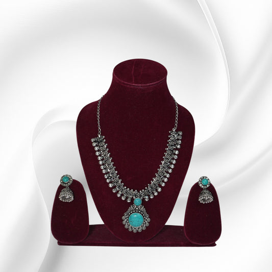 Oxidised Necklace - Rustic Royale Turquoise