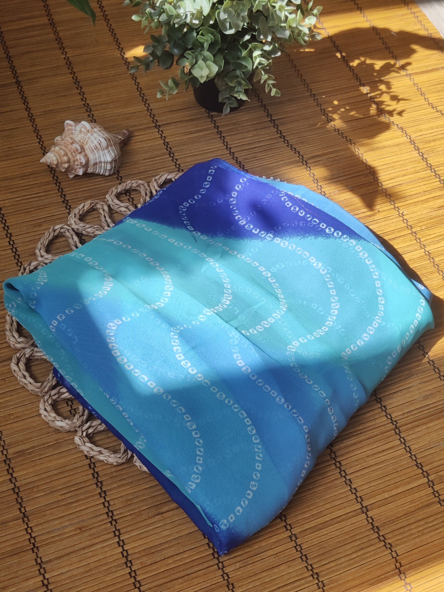 Double shaded Bandhej print Ready to Wear Saree