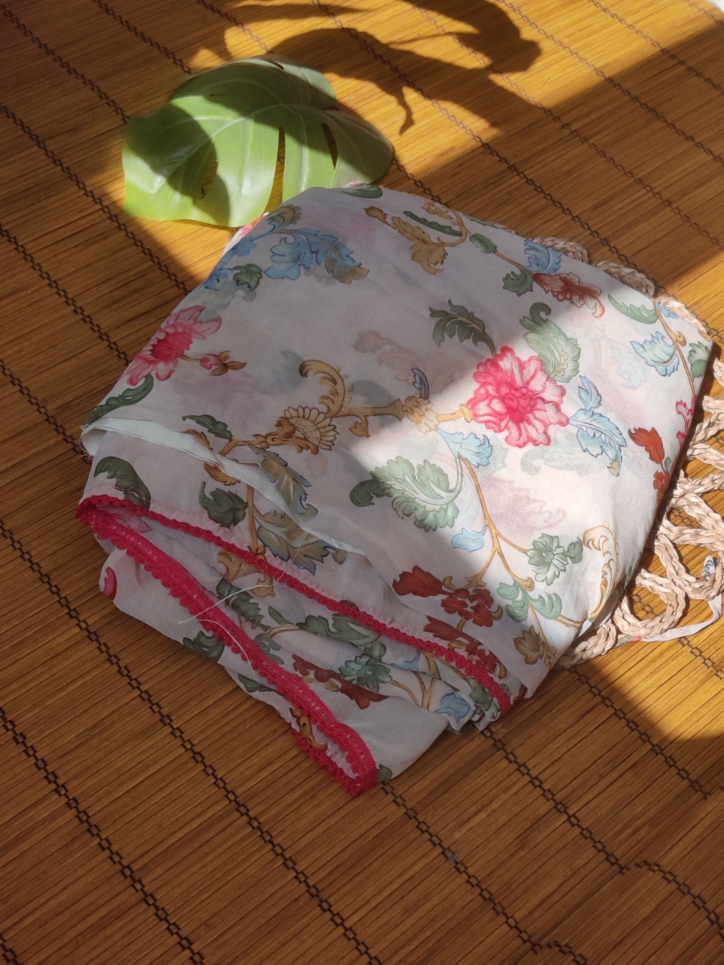 Floral print Ready to Wear Saree in off White