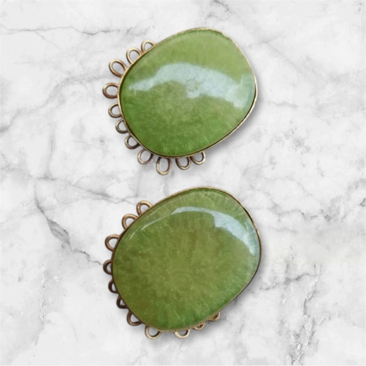 Earrings - Lemon Green Oval Studs