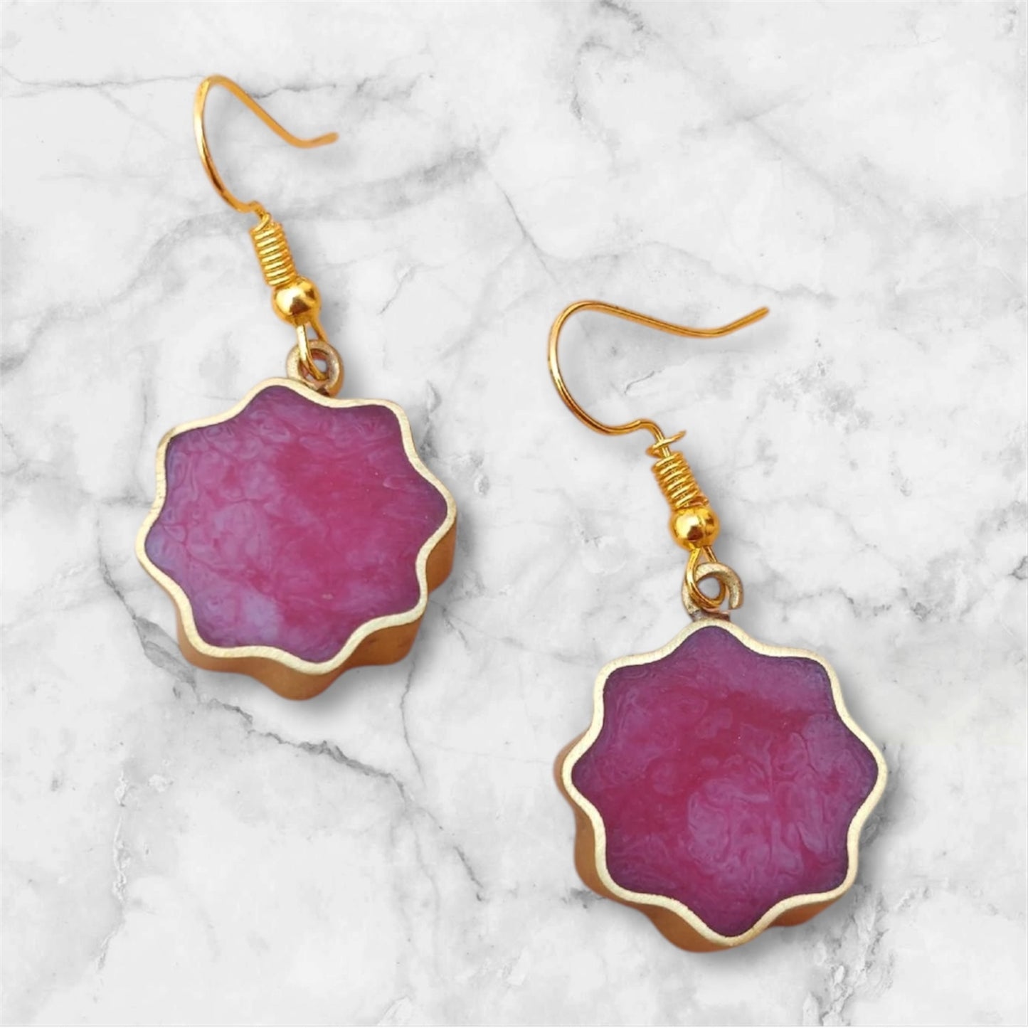 Ohrringe - Resin - Dark Pink Star shaped