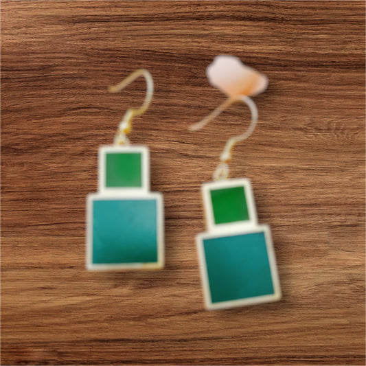 Ohrringe - Resin - Two Green Squares