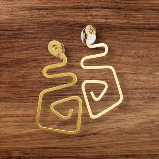 Earrings - Spiral Square Drops