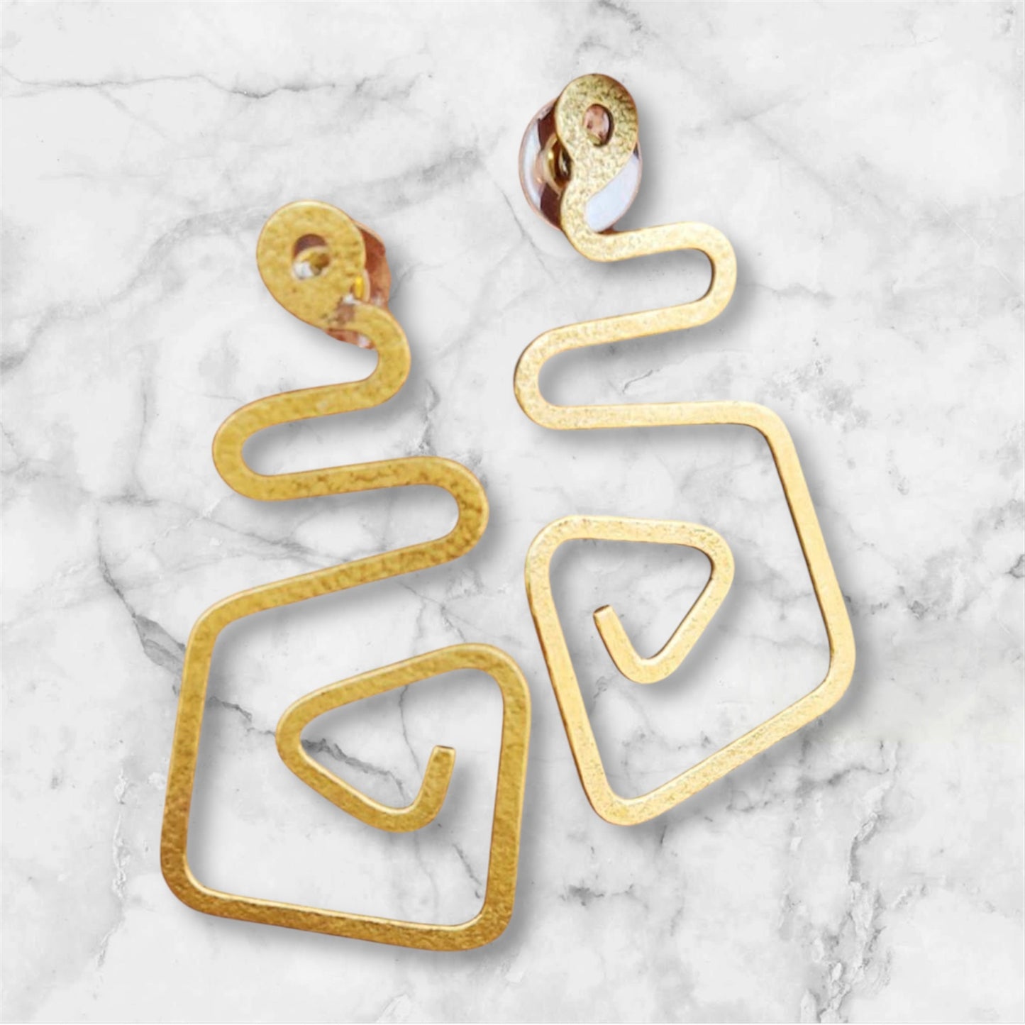 Earrings - Spiral Square Drops