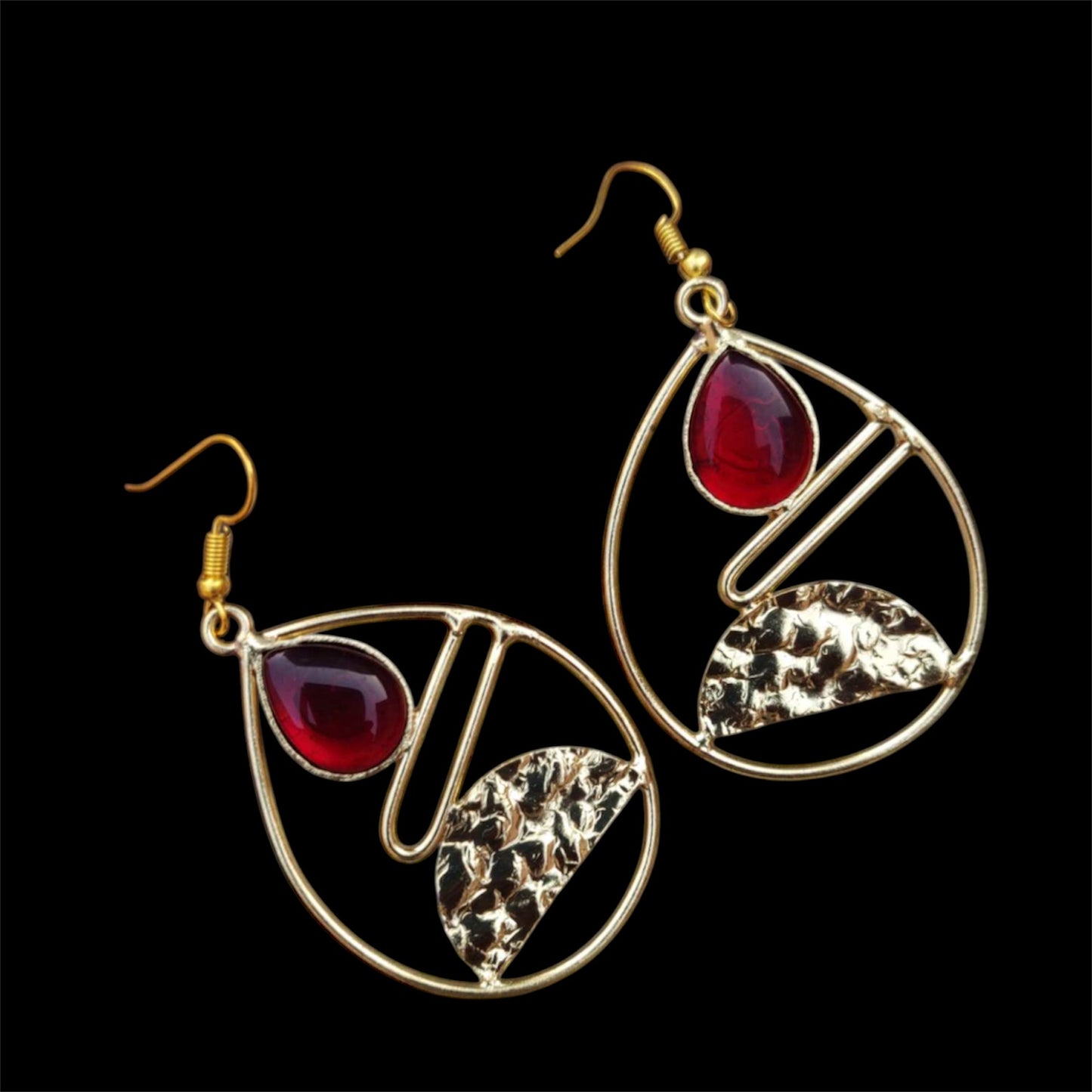 Ohrringe - Modern Design mit Rot Punkt Oval Shaped