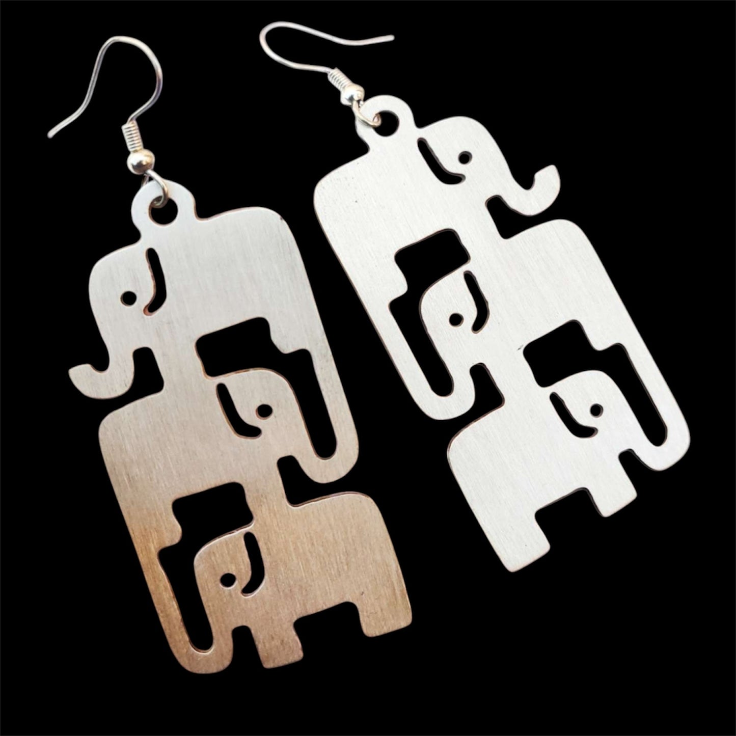 Earrings - Elephant Family Drops (Golden)