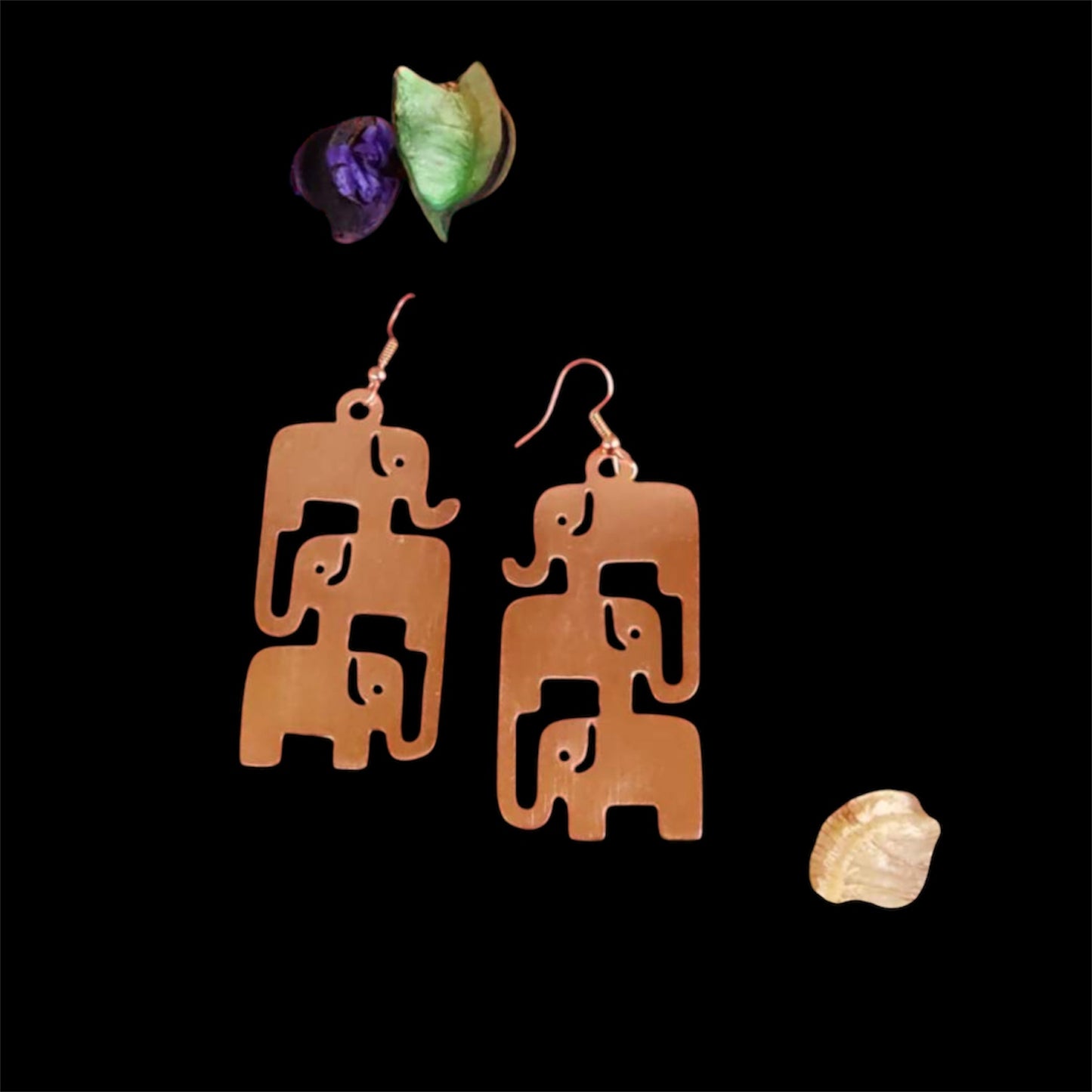 Earrings - Elephant Family Drops (Rosegold)