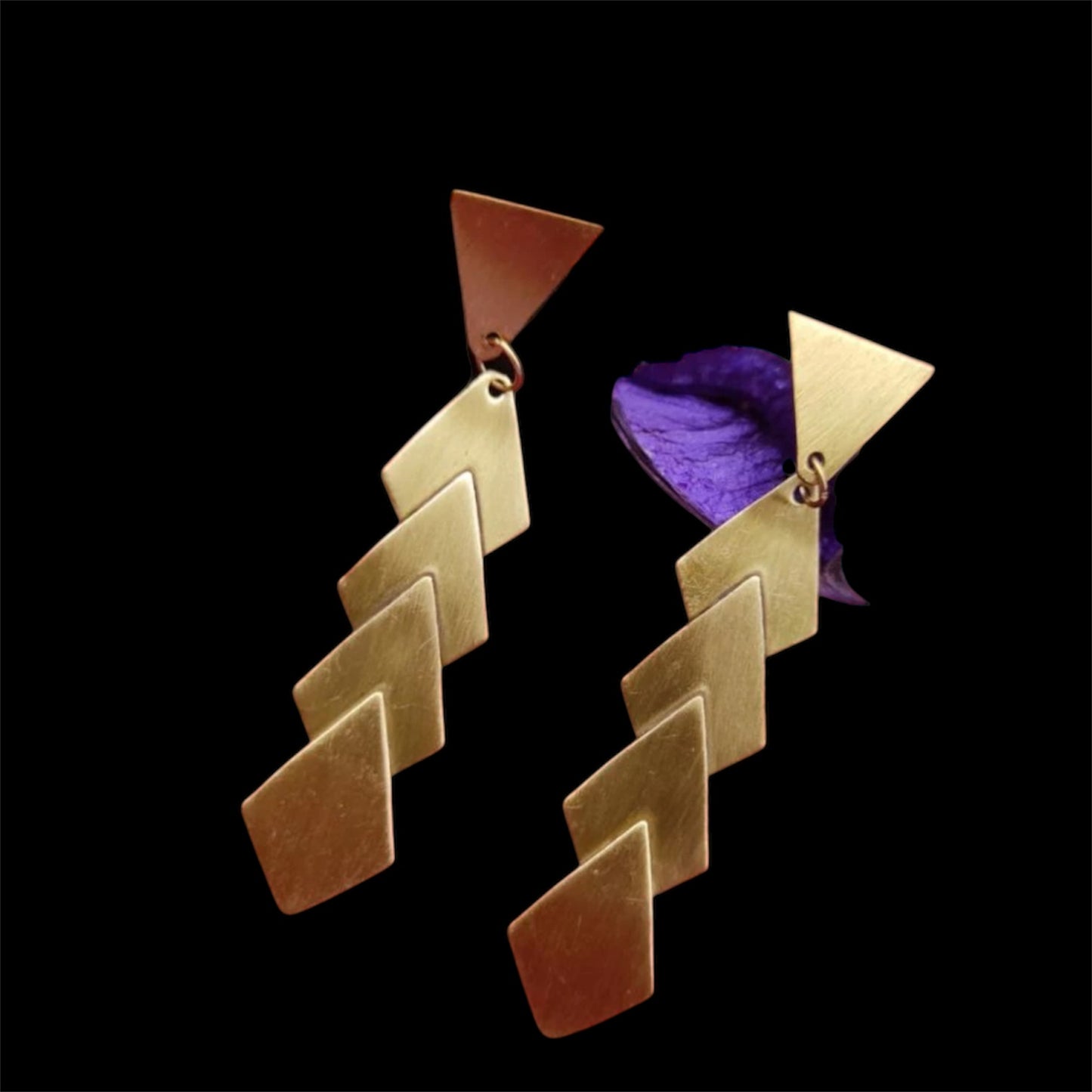 Ohrringe - Messing, Goldene, Drachen und Dreiecksformen