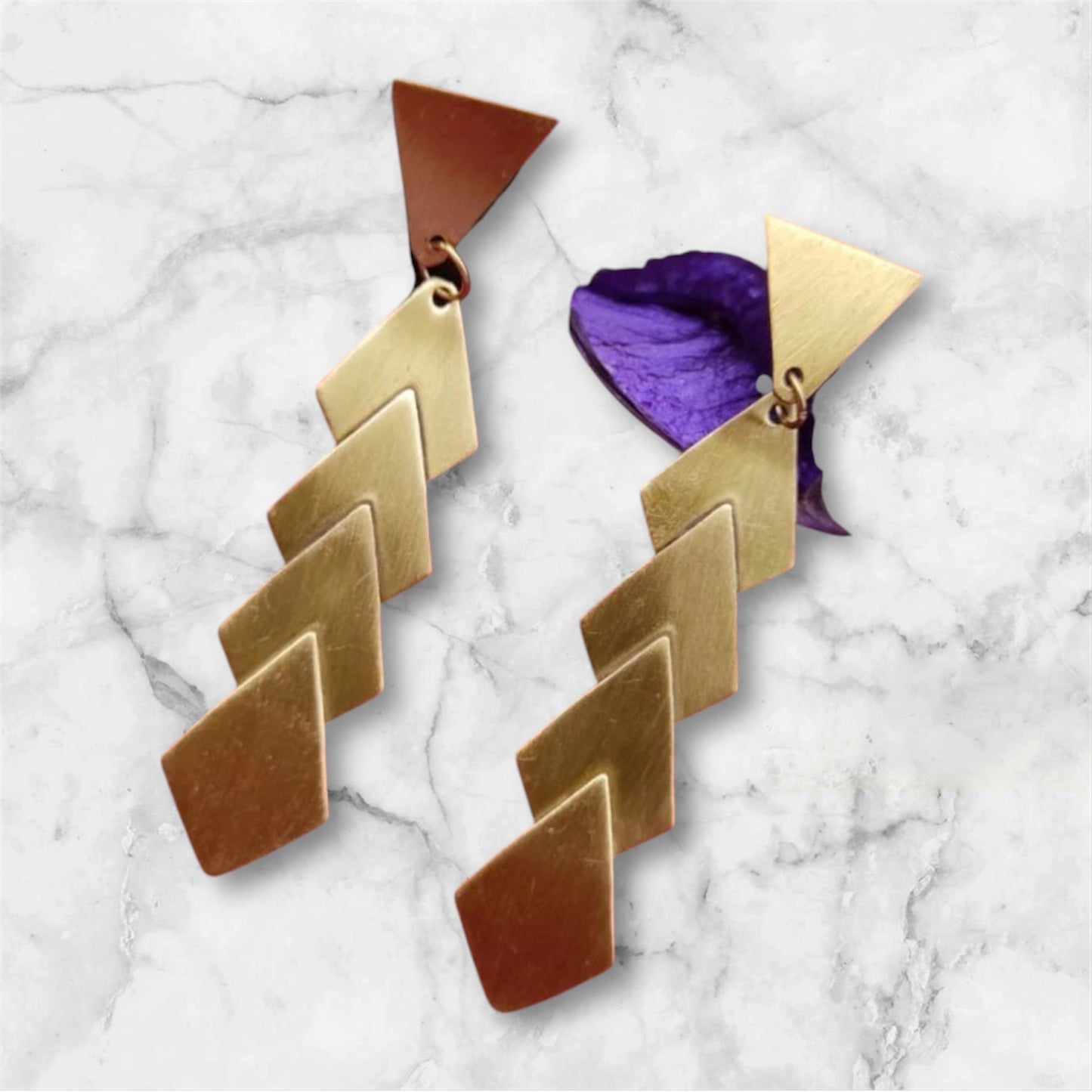 Ohrringe - Messing, Goldene, Drachen und Dreiecksformen