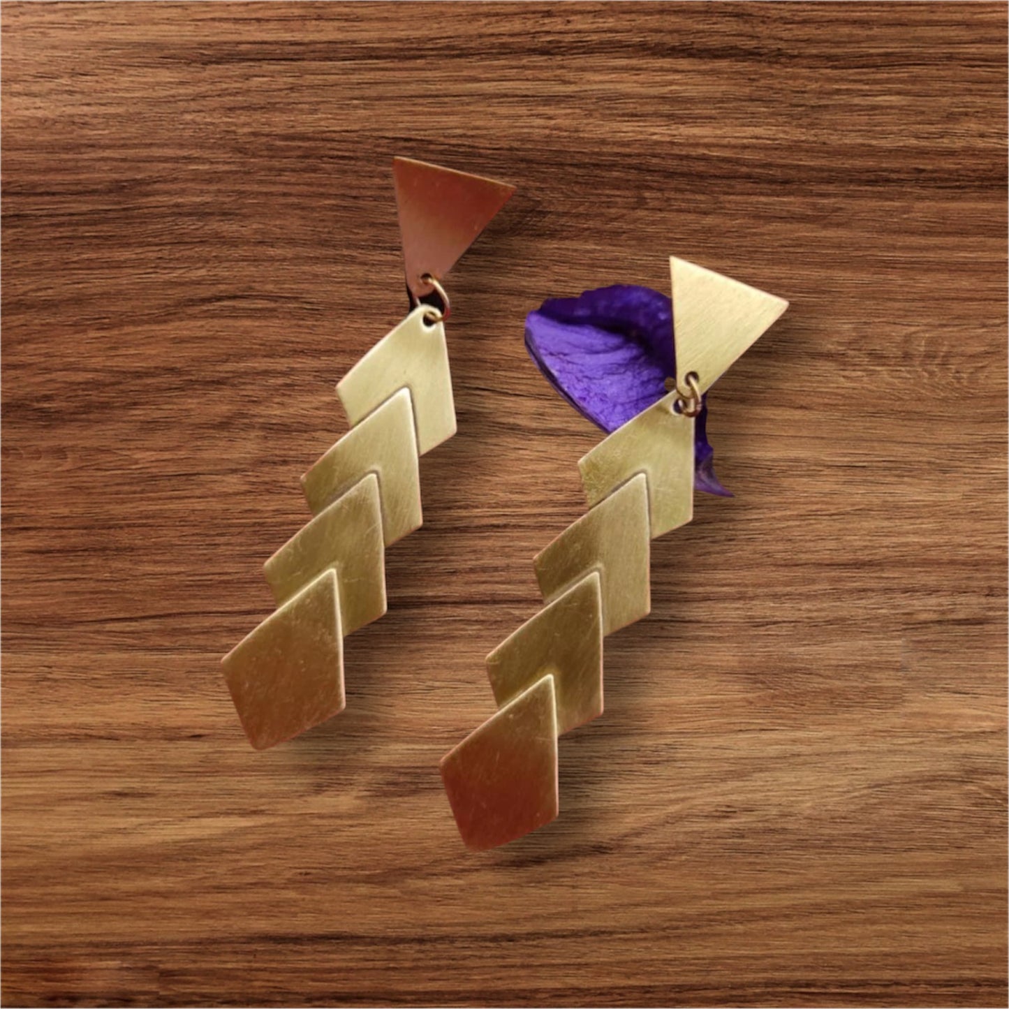 Ohrringe - Messing, Goldene, Drachen und Dreiecksformen