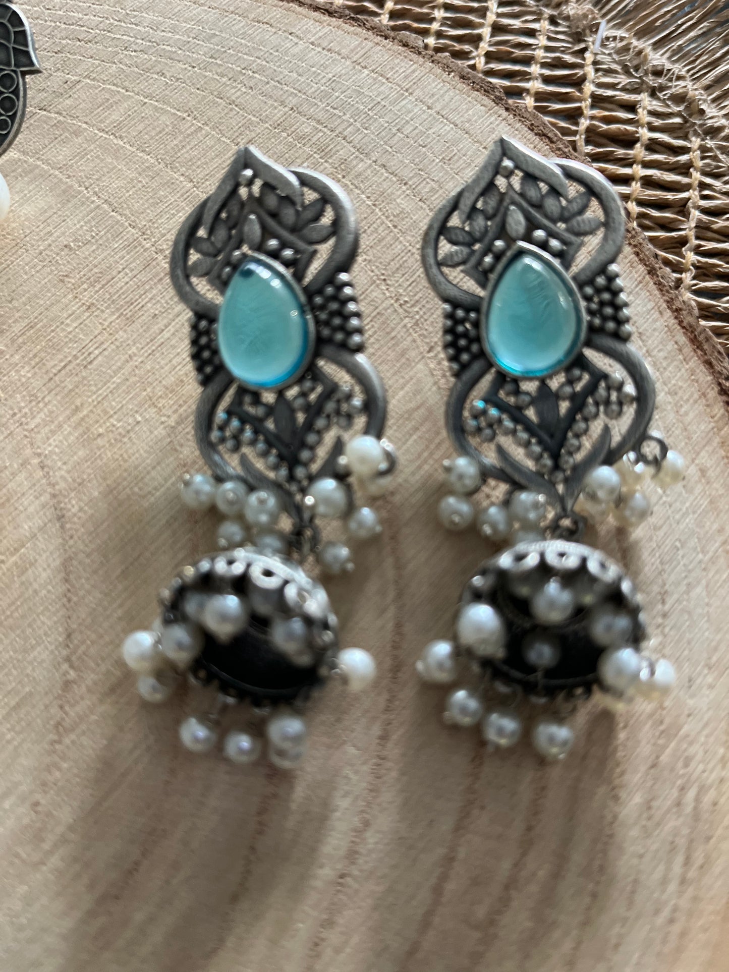 Oxidised antique earrings in jhumki style