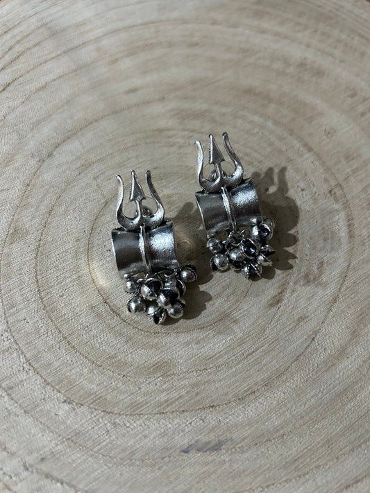 Oxidized Jhumki, with damru and ghunghroo