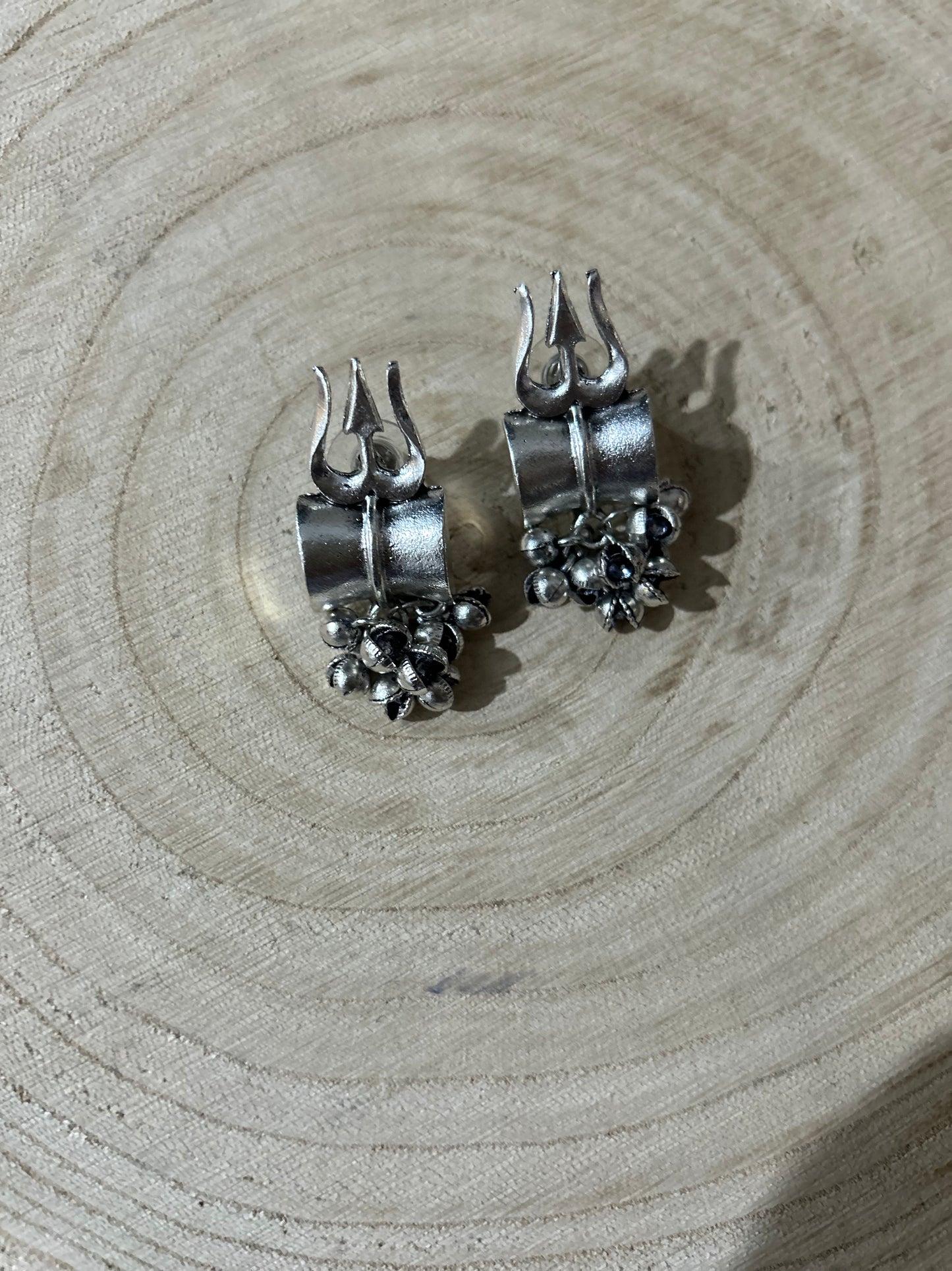 Oxidized Jhumki, with damru and ghunghroo