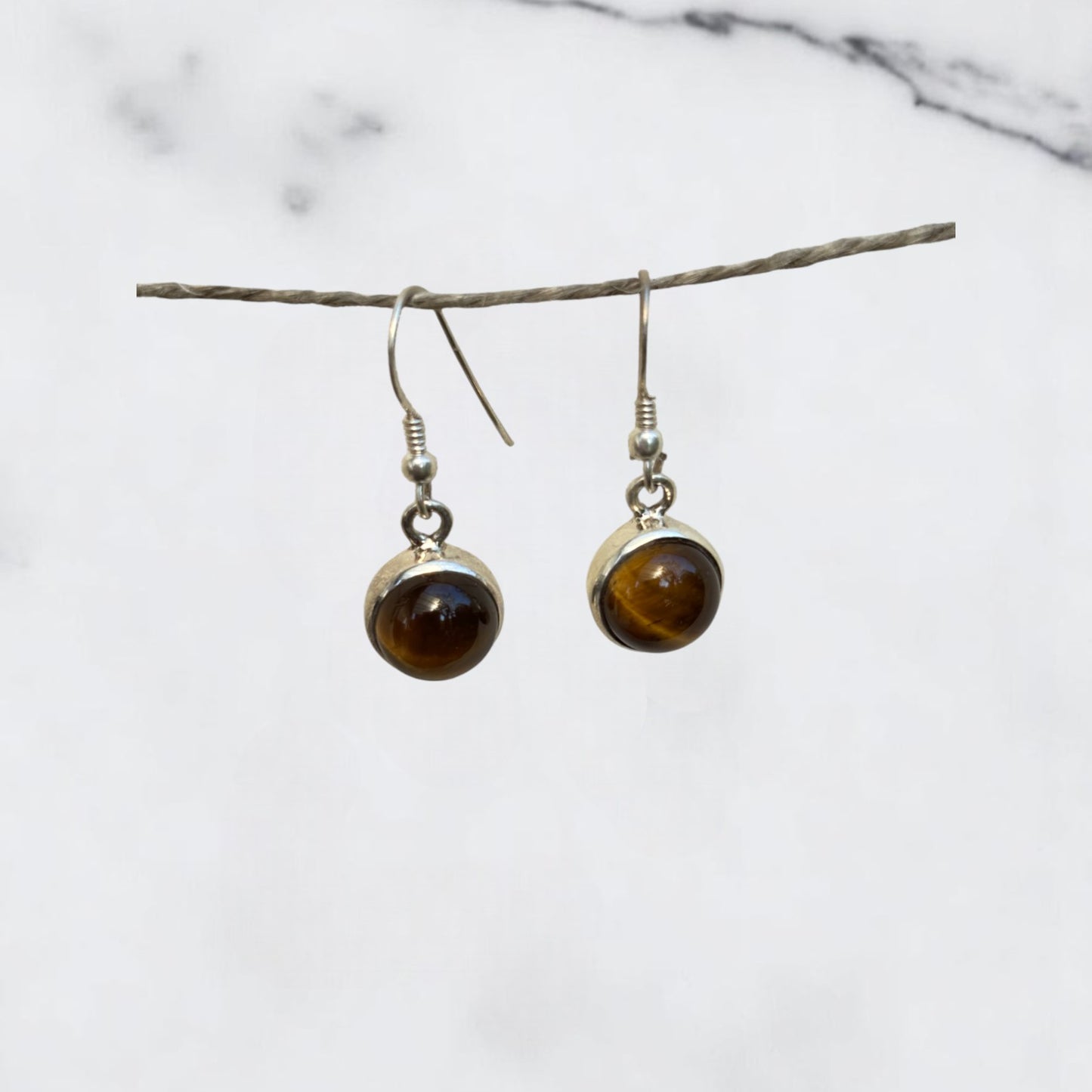 Silver Earrings - Tiger Eye