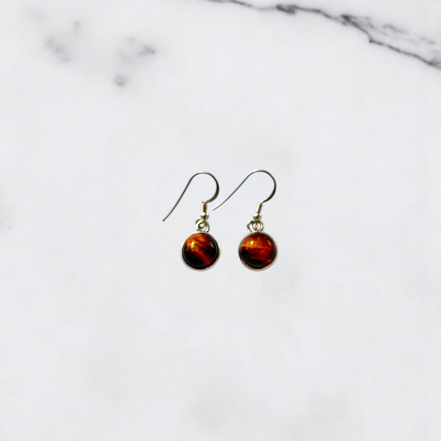 Silver Earrings - Tiger Eye