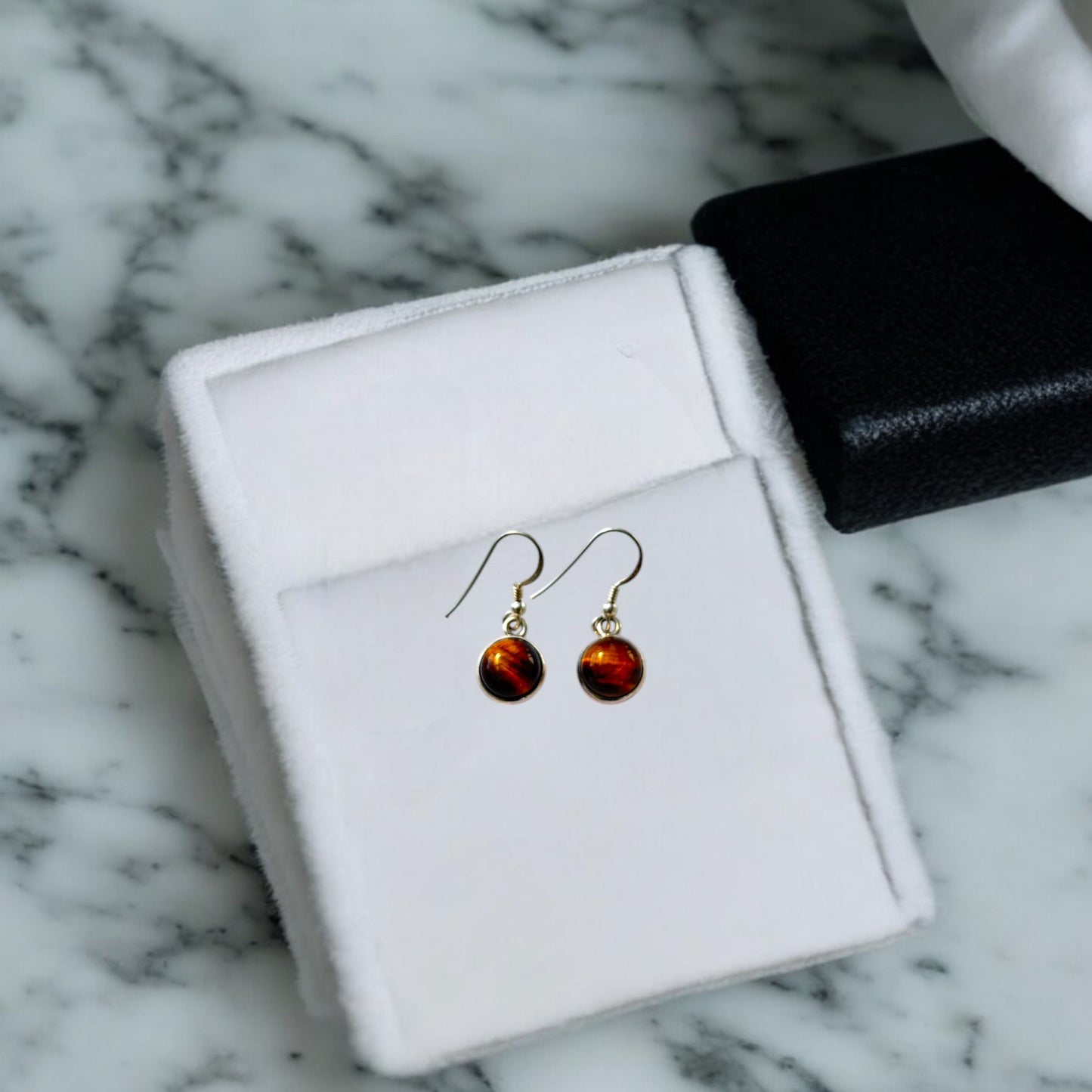 Silver Earrings - Tiger Eye