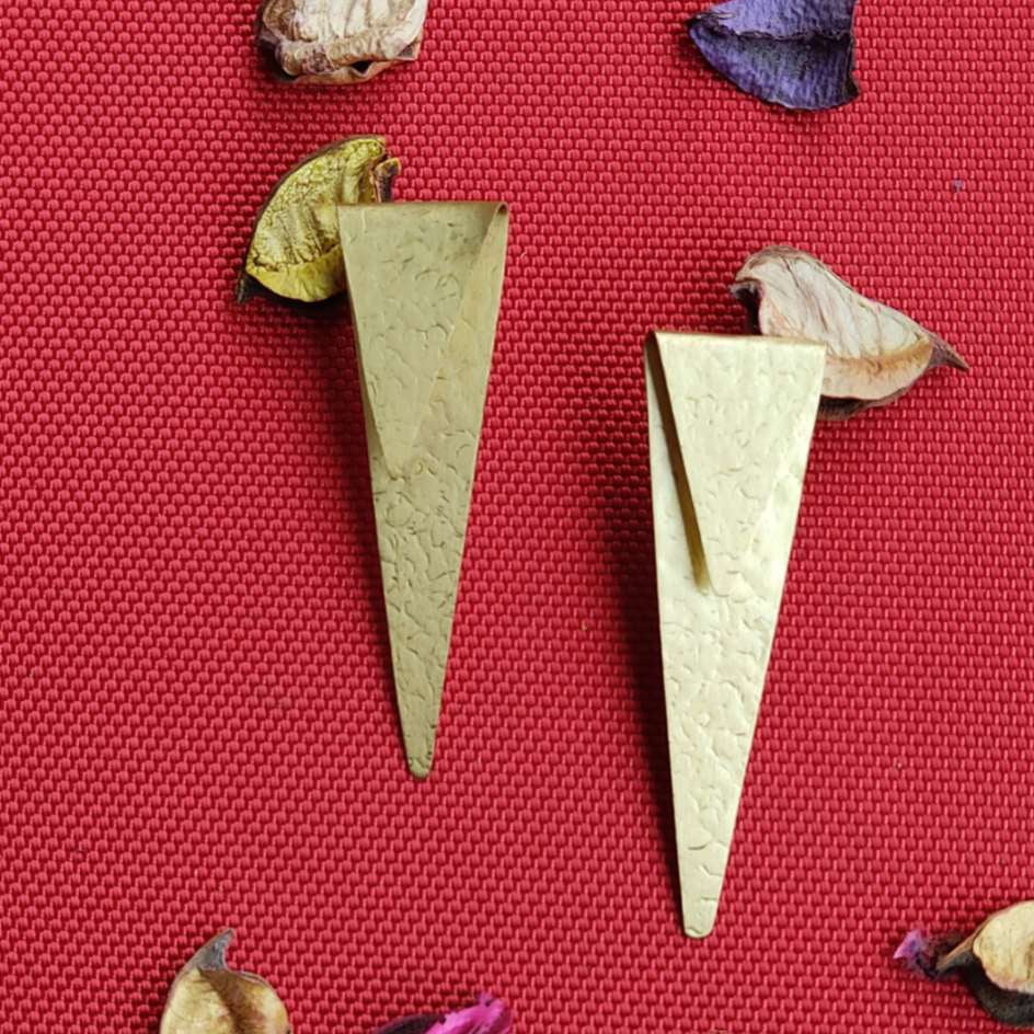 Earrings - Brass Origami