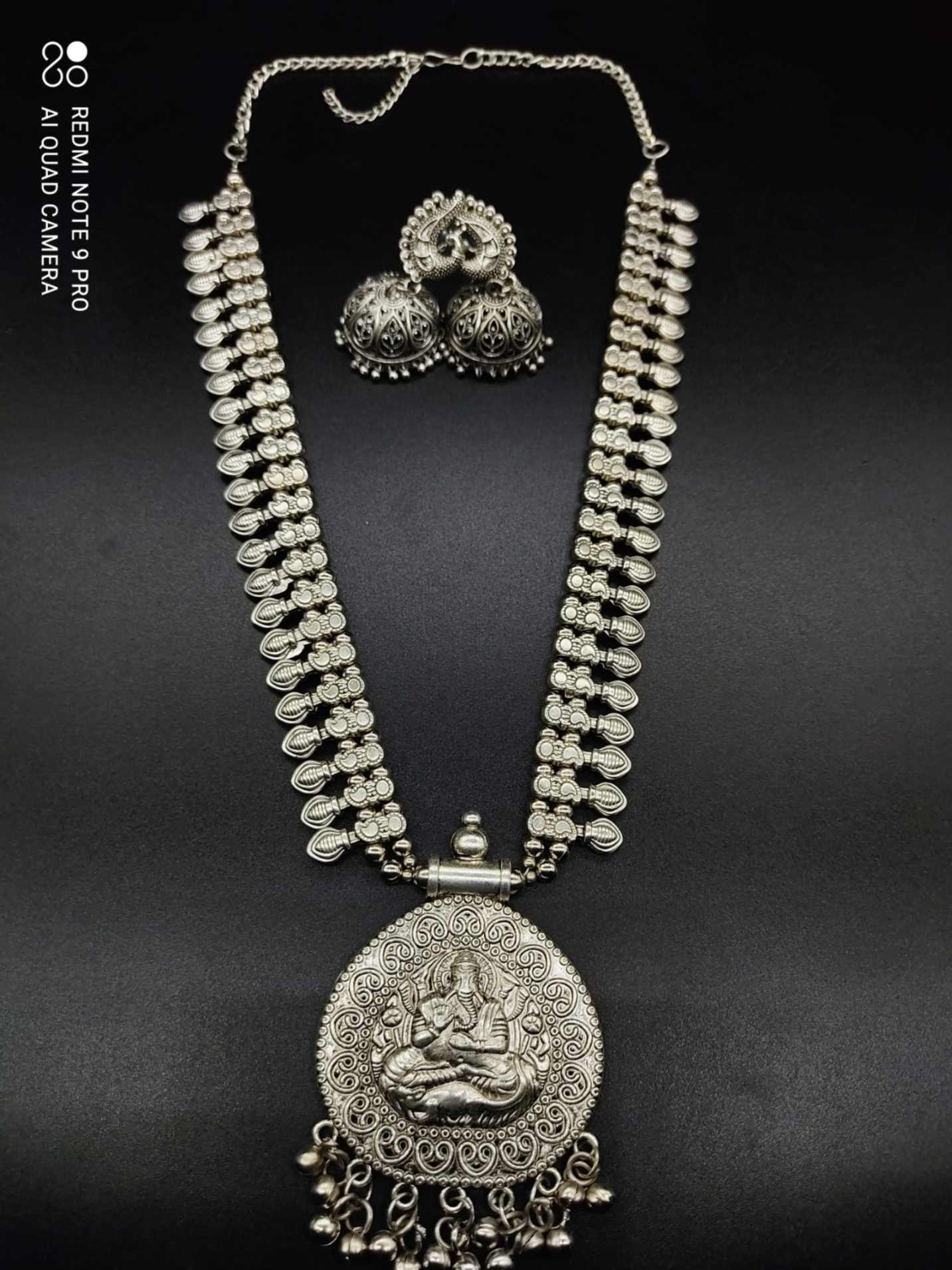 Ganesha - long oxidized necklace