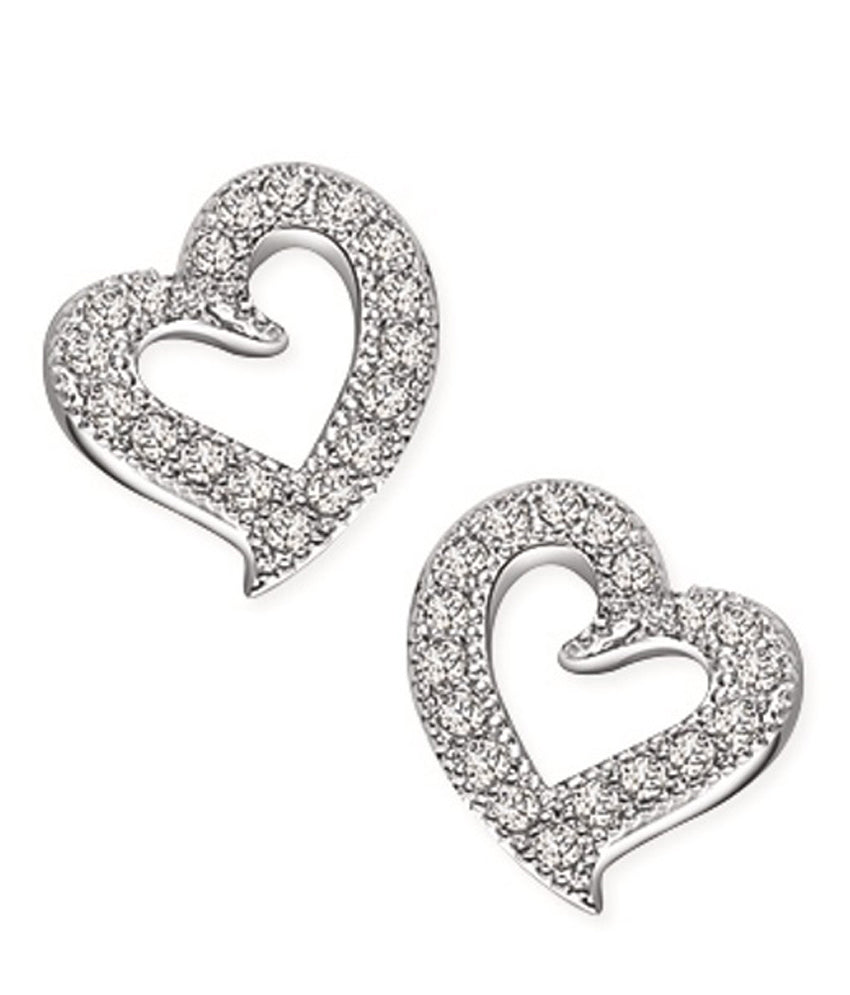 Ohrringe - Heart shape with faux stones, silver colour