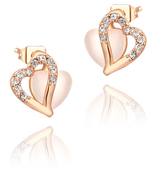 Ohrringe - Heart shape with faux stones and hanging