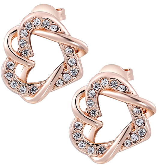 Ohrringe - Double heart shape with faux stones