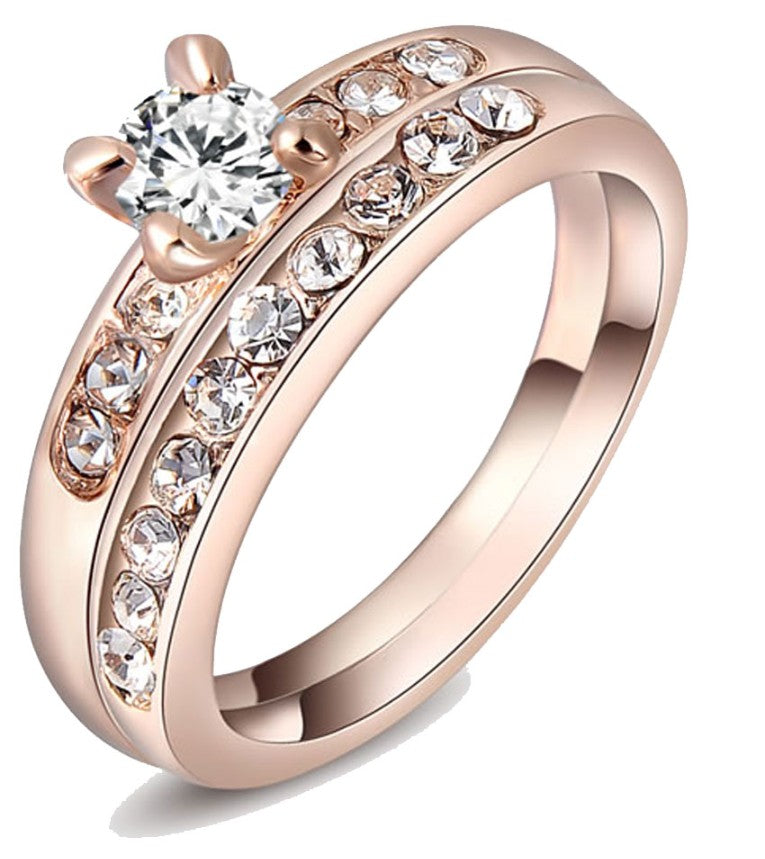 Ring - Einzelner künstlicher Kristall Rosegold