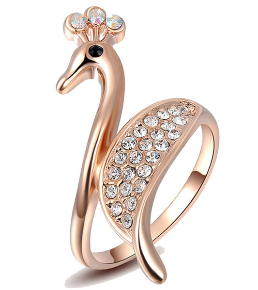 Swan shaped faux stones ring