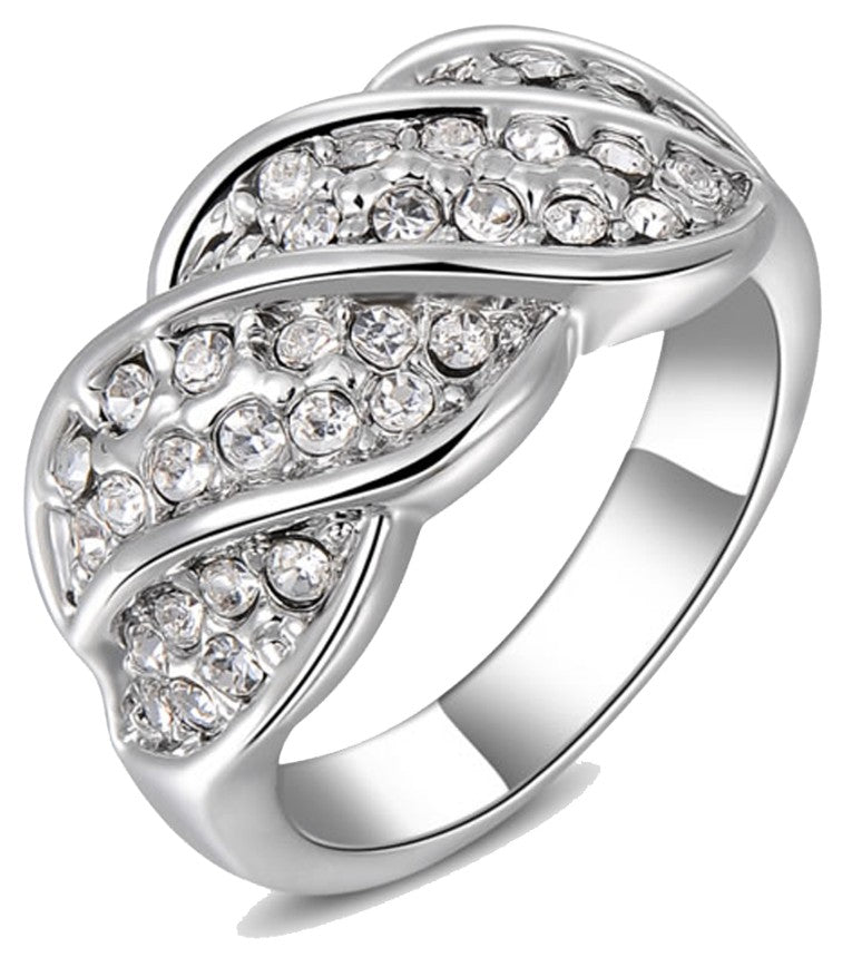 Spiral ring with small faux crystals