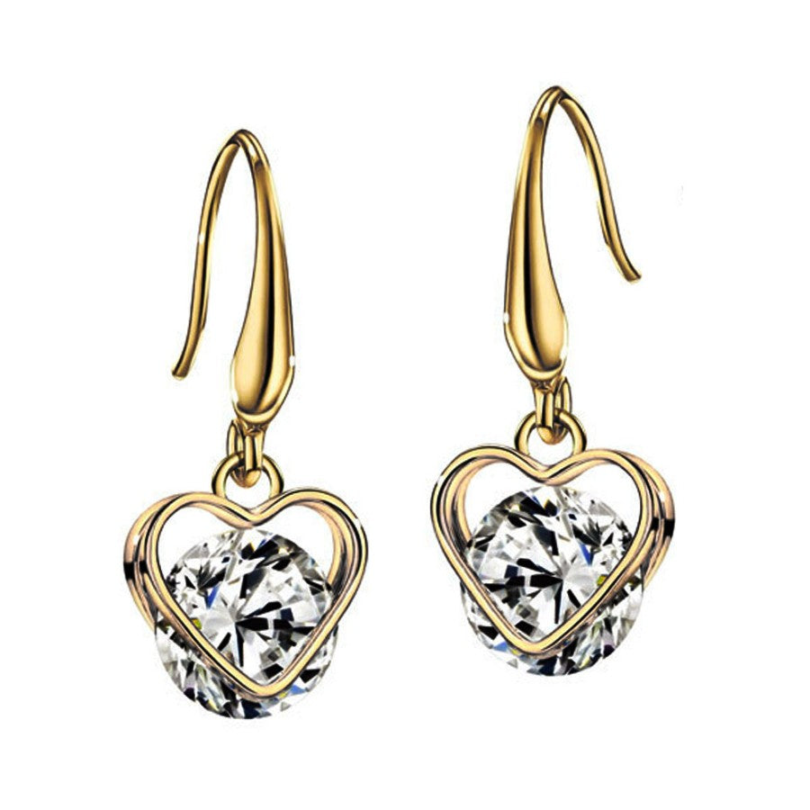 Ohrringe - mini Dangler earring with heart-shaped stone