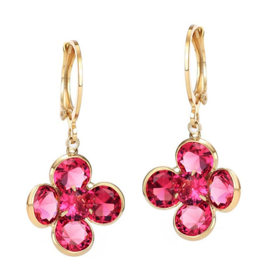 Ohrringe - mini Dangler earring with red flower