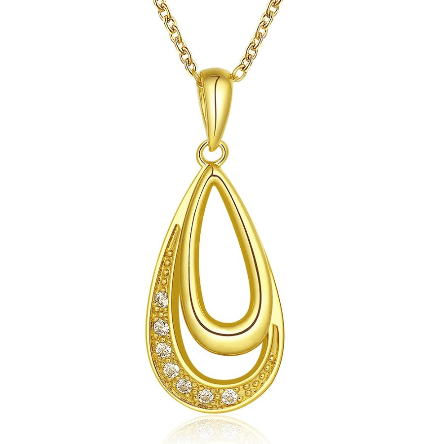 Drop pendent in golden colour with faux stones