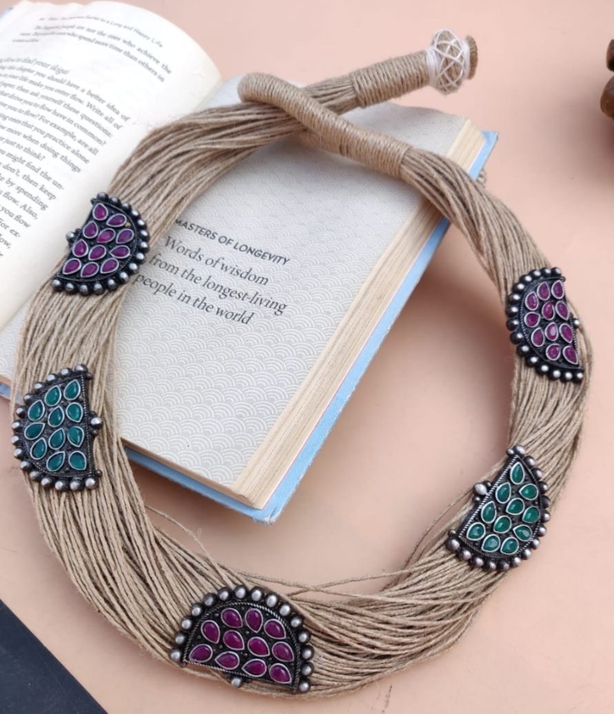 Jute Necklace - Earth & Jewel Statement