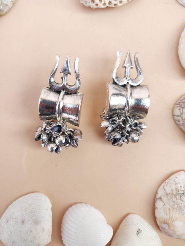 Oxidized Jhumki, with damru and ghunghroo