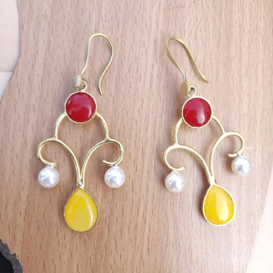Earrings - Pink and Yellow Art