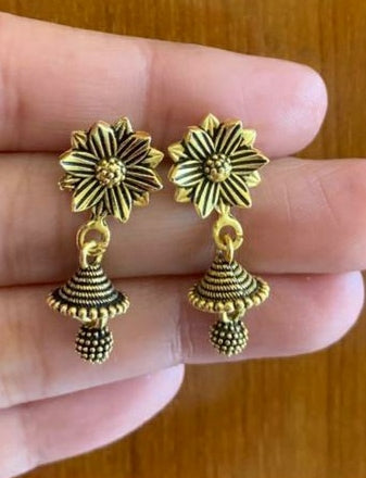 Ohrringe - Oxidized Jhumki, Goldene, Klein