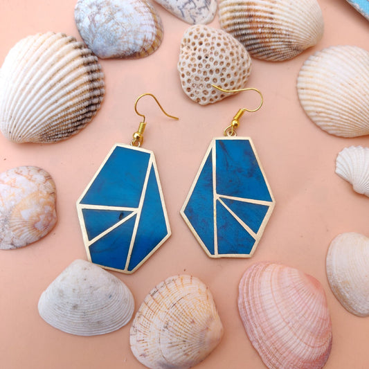 Ohrringe - Resin - Geometric, Blue