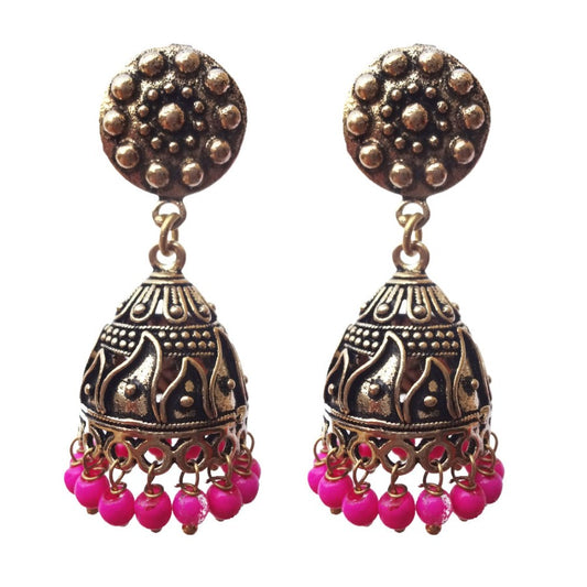 Oxidized Jhumki - Pink Lady