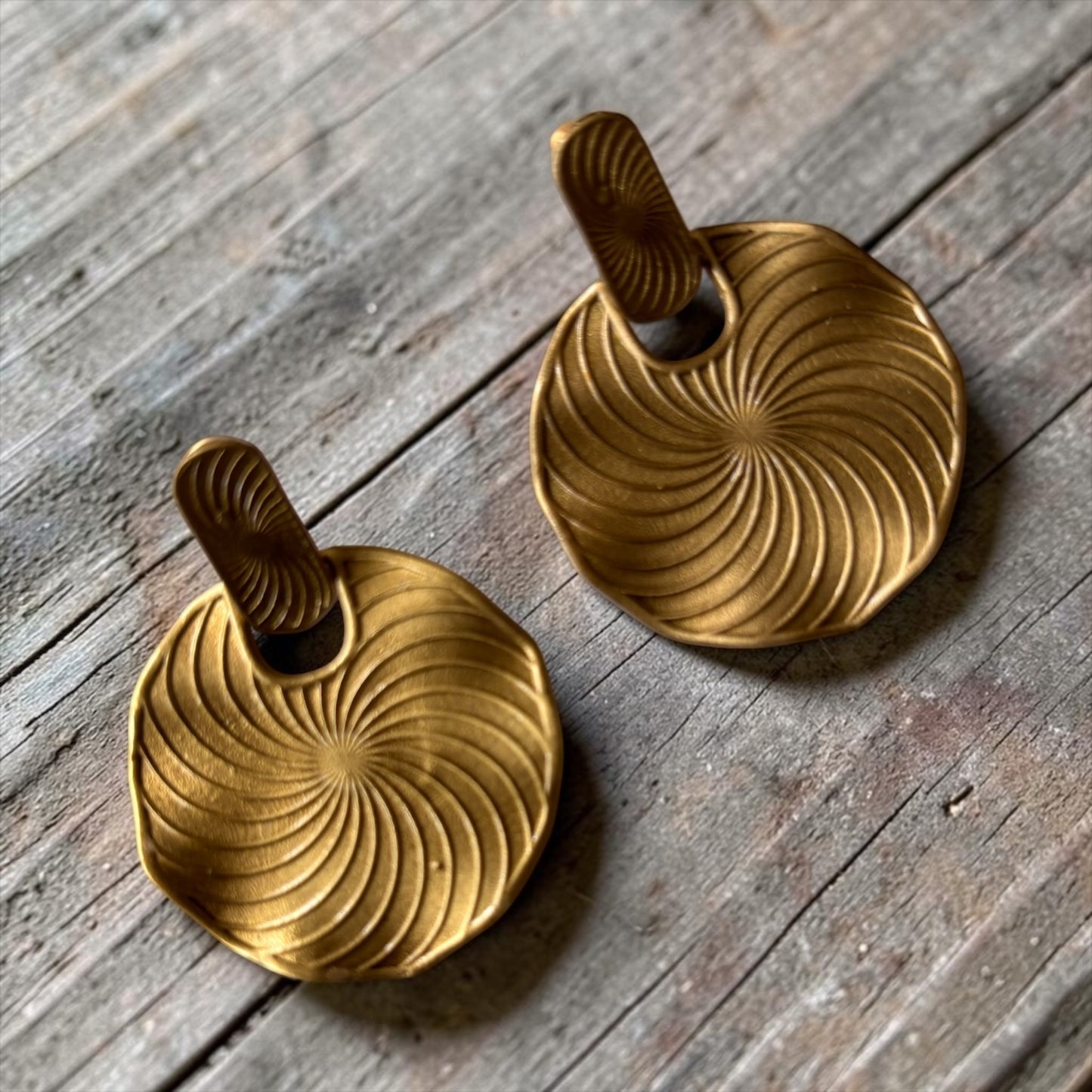 Earrings - Swirl Coin discs