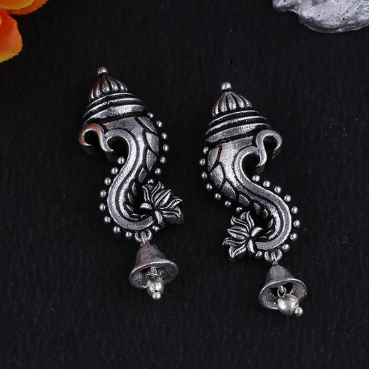 Earrings - Oxidized Silver Ganpati studs